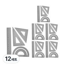 Bluemato 三角尺角度器 4種組 15cm RSA001, 銀色, 12套