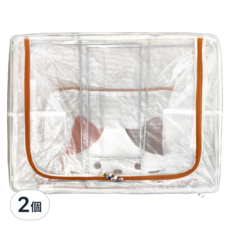 超大透明防水雙開收納箱 萌貓款 66L 雙拉鍊設計 厚實加固鋼骨, 50 x 40 x 30cm, 橘色, 2個