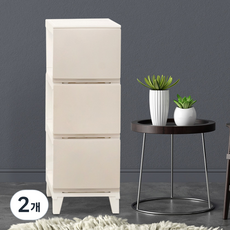 BONOHOUSE 簡約窄型抽屜櫃 3層, 乳霜, 2個