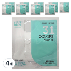 블루본 클래식 31컬러 투디 마스크 중형 KF94, 10개입, 4개, 흰색