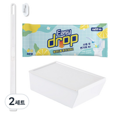 Easy drop 一次性馬桶清潔刷替換裝 12入+手柄+專用環+專用收納盒組, 2套, 白色
