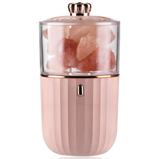 YUNMI 天然水晶原石 水晶香薰鹽燈/香薰燈/床頭燈/七彩氛圍燈/小夜燈, 粉色