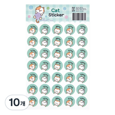 슈퍼쌤 동글동글 칭찬스티커, 냥이, 10개