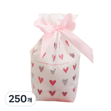Maket Gamseong 束口袋包裝袋, 圖案愛心, 250個