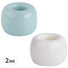 River Green 純瓷牙刷架 2p, 綠色+白色, 2組