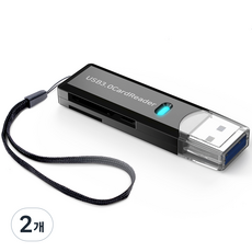 구스페리 USB 3.0 SD 카드 / TF 카드 리더기, 블랙, 2개