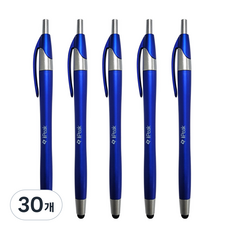 아이엔픽 스마트폰 태블리핏 터치펜 겸용 볼펜, 블루, 30개