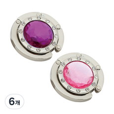 Life Plus 水晶閃亮便攜式掛包鉤, 薰衣草紫 + 愛戀粉, 6個