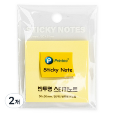프린텍 반투명 스티키노트 CL5050Y, 연노랑, 2개, 50매