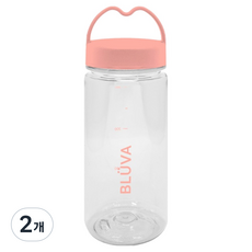 블루바 눈금표시 트라이탄 하트캡 쉐이커 보틀, 핑크, 350ml, 2개