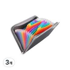 미소로운 A6 폴더 스몰 백 아코디언 영수증정리함, 그레이 + 레인보우속지, 3개