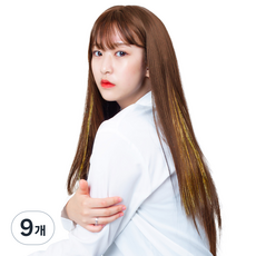가발위드 똑딱핀 반짝이 붙임머리 브릿지, 골드, 9개