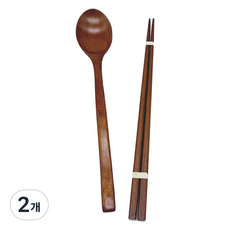 영수산업카멜 아동용 카드형 옻칠 장미목 원목 수저세트, 우드, 2개, 숟가락 1p + 젓가락 1p