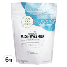 grab green 洗碗機專用洗劑 無香 30入, 420g, 6個