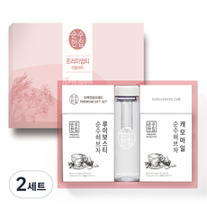 순수한집 프리미엄티 선물세트, 루이보스티 20p + 캐모마일티 20p + 티백망 보틀 500ml, 2세트