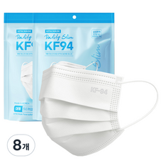 가드데이 황사방역 숨쉬기편한 보건용 덴탈 마스크 대형 KF94, 50개입, 8개, 화이트