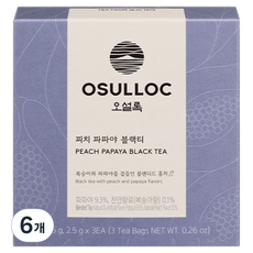 OSULLOC 水蜜桃木瓜紅茶, 2.5g, 3入, 6個
