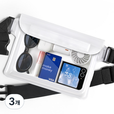 누아트 3중잠금 핸드폰 물놀이 방수팩 크로스 힙색, 클리어, 3개