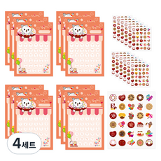 애니멀 칭찬 스티커판 12p + 스티커 12p 세트, 고양이, 4세트