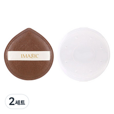 블루무역 루비셀 BIG 팡팡 에어쿠션 퍼프 + 휴대용 케이스 세트, 2세트, 커피(퍼프)