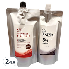 머리앤 새치커버 오징어 트리트먼트 칼라 염색제 1제 + 2제 세트, 2세트, 6N 밝은갈색