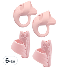 GGOSA 握筆輔助器 大象款 2入+貓頭鷹款 2入組, 粉色, 6組