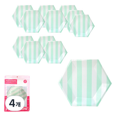 파티쇼 스트라이프접시 20cm 6p, 민트, 4개
