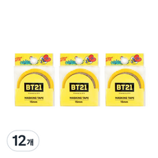 라인프렌즈 BT21 마스킹테이프 15mm, 타타, 12개