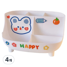 오로브 귀여운 연필꽂이 펜꽂이 다용도 칸막이 수납 데스크 오거나이저, 화이트, 4개