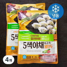 풀무원 오색 야채 & 고기 물만두 (냉동), 300g, 4개
