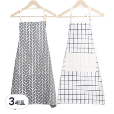 All Weili 女士亞麻格紋口袋圍裙兩件組 TSP1508, 3套, NO.2