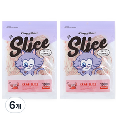 캐티맨 반려동물 슬라이스 간식, 게살맛, 100g, 6개