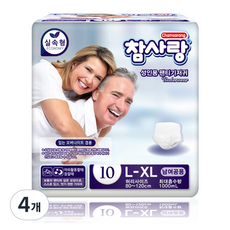 참사랑 남녀공용 실속 팬티형 성인 기저귀, 대형, 10매입, 4개