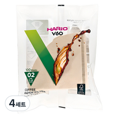 하리오 V60 종이필터 브라운 VCF-02-100M, 100개입, 4세트