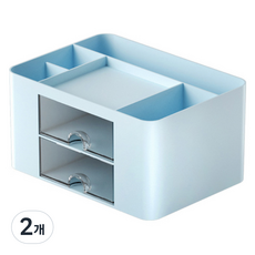 Eumes 桌面收納抽屜整理盒, 藍色, 2個