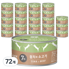 네츄럴코어 고양이 7세 간식캔, 혼합맛(참치/소고기), 95g, 72개