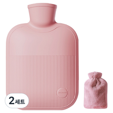 Happy & Good 溫暖熱水袋 粉紅基本款 S 500ml + 兔子外罩套組, 2套