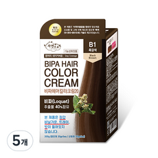 자연으로 비파 헤어컬러크림20 염모제, B1 흑갈색, 5개