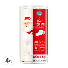 Santa 雙層廚房紙巾 100抽, 4個, 8入