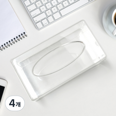 코멧 아크릴 곽티슈 핸드타올 겸용 케이스, 투명, 4개