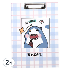 Gold Pang 可愛卡通人物A4文具文書夾板, 大白鯊, 2個