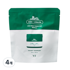 브이티코스메틱 시카 마일드 토너 패드 리필용 60p, 4개