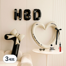 피앤비유니티 HBD 하트앤숫자 파티 풍선세트, 03 크림블랙 숫자7, 3세트