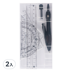 幾何圓規套裝組 含圓規、直尺、三角板 學習製圖設計適用, 2入