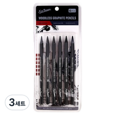 신보웬 드로잉 목탄펜슬 6종 세트, 블랙, 3세트