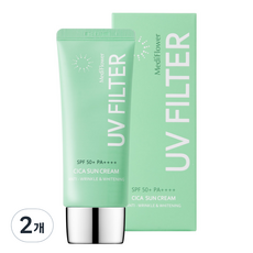 Mediflower 紫外線過濾劑 Cica 防曬霜 SPF50+ PA++++, 50ml, 2個