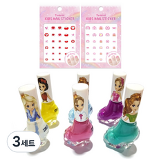 Tomini 兒童公主美甲+指甲貼T005T006套裝, 6種水性指甲油+2種貼紙, 3組