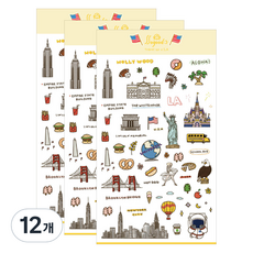Petit 設計貼紙So Good旅行系列貼紙, 美國(PD846), 12個