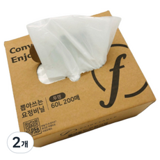 요정비닐 뽑아 쓰는 비닐 투명 200p, 60L, 2개