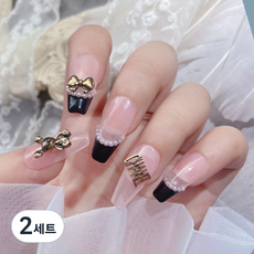 Quardi復古珍珠美甲貼片6款 x 2件組, 金色, 2個